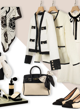 黑白小香风服饰样板间衣帽间衣柜轻奢粗呢连衣裙外套软装道具