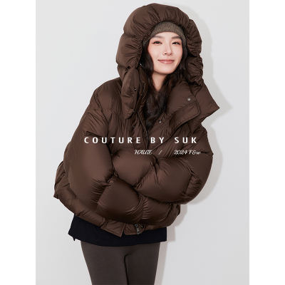 SUK 瑞雪盈冬！2025冬季新款加厚连帽宽松面包服90白鹅绒羽绒服女