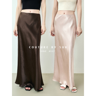 真丝豹纹裙 轻熟简约风醋酸半身裙女松紧腰中长款 SUK 人鱼歌行