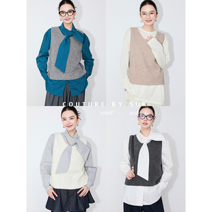 秋意融融 背心马甲百搭保暖时尚 2025季 针织U领无袖 新款 SUK