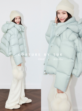 SUK 北欧幻雪！90白鹅绒雷锋帽设计感百搭显瘦宽松防风羽绒服外套