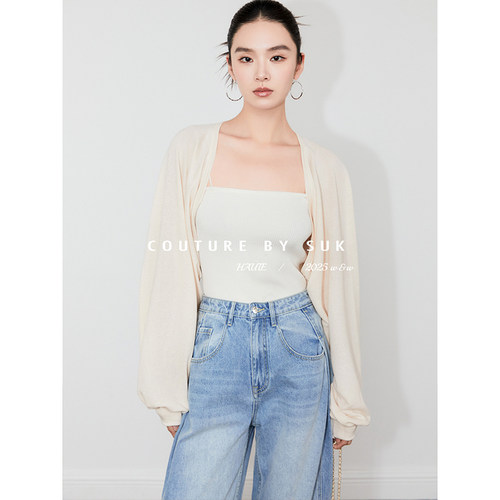 显瘦V领外套针织开衫女