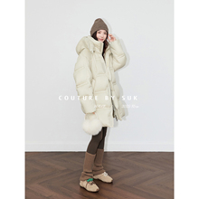 SUK 莫斯科冬韵！中长款90白鹅绒连帽宽松廓形保暖防风羽绒服女