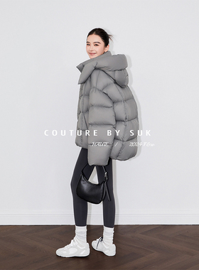 SUK 暖意绵绵！2025冬季新款流行泡芙鹅绒好看羽绒服女宽松中长款