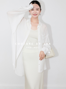 SUK 无物之境！真丝桑蚕丝白色轻薄防晒衬衫外套女长袖上衣百搭