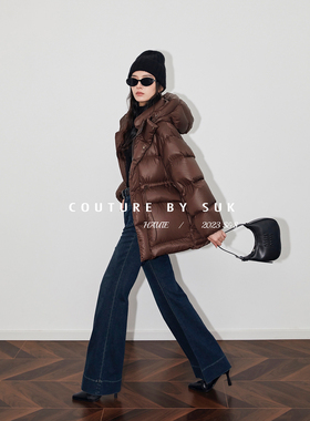 SUK 绒情至尚！冬季保暖收腰立领白鹅绒显瘦时尚羽绒服女