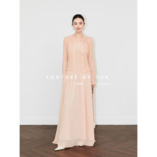 气质针织拼接设计感收腰吊带连衣裙针织外搭女 法式 SUK 温柔停留