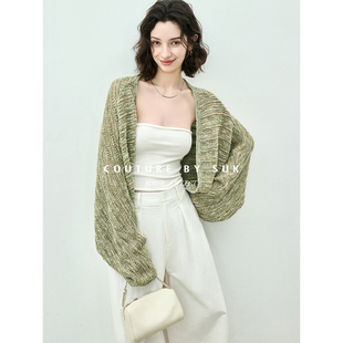 针织开衫 蝙蝠袖 女春季 休闲宽松上衣新款 SUK 外搭罩衫 慵懒时光