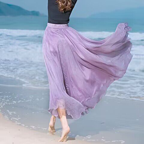 720度舞蹈长裙高腰大摆半身裙