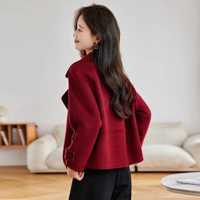 红双色面羊毛衣女装20大25秋冬新款松时髦宽小ZYING303个子西装领
