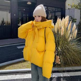 多季巴胺黄色小熊b202-561耳朵羽绒服减女2025冬新款俏皮龄帽宽松
