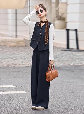 时尚休闲套装2025带秋季款马甲腿裤两件套LX2528-0 配胸新花 飘 L