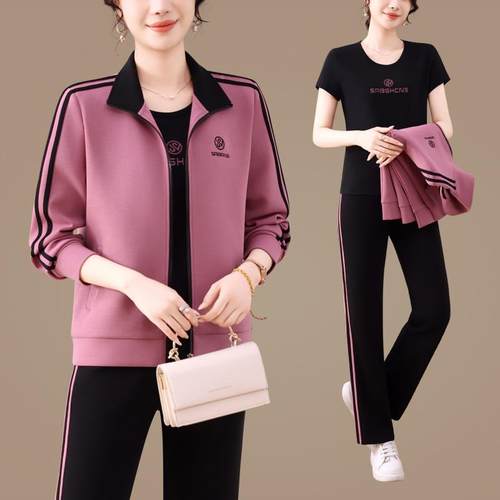 闲运动套装女春秋205新96611679款洋外气宽松显瘦2女士大码休户跑