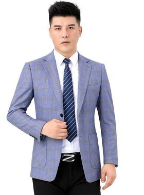 2023秋冬季新西服年男士时尚闲修款身格子单中西外9822-JB套爸爸