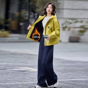 百0搭休闲时尚 2025秋LU9092 女装 松新款 外套加绒宽连保暖帽上 1季