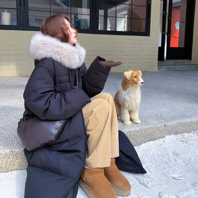 外帽冬黑色韩系chic大2B233-98毛领连羽绒服女2025保暖厚实中长款
