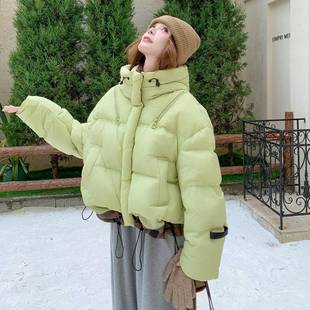 浅绿色连帽羽绒绒服B237-255女短款2025冬季新款韩系宽超好看松90