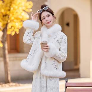 新新中国式风重工刺绣2025款冬ZYA86878装狐外狸毛皮草羽绒服女90