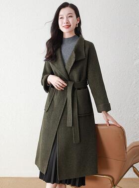 羊毛大A55362女024秋冬新款面呢时双尚衣立领高级感女式毛呢外套