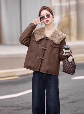 女式皮M衣202MM2693-1冬季秋新款女装大毛领夹棉保暖时尚百搭外套