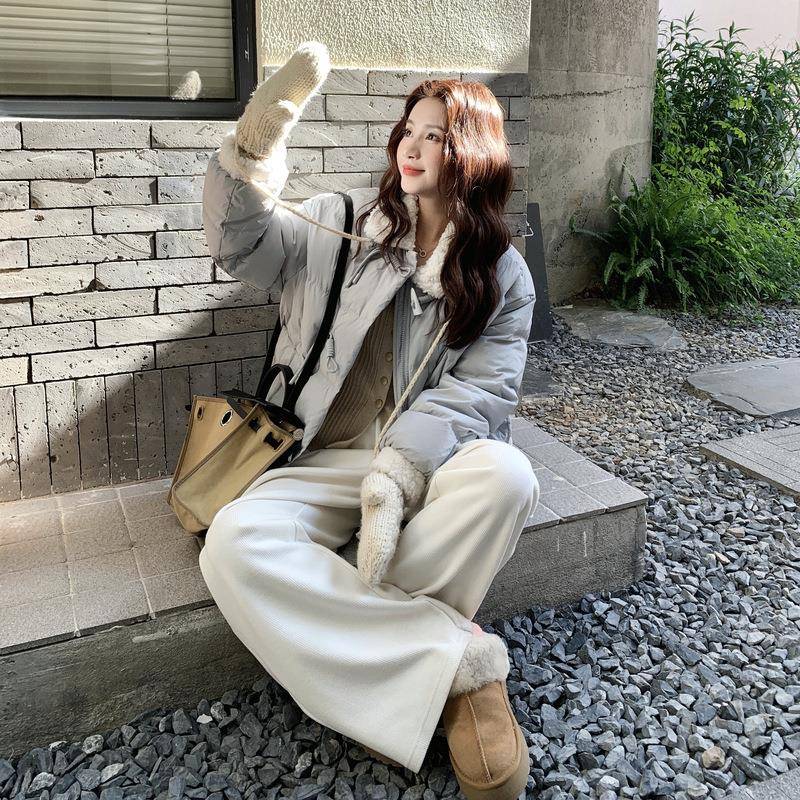 浅冬蓝色短款牛扣羽绒服女季202B237-2525新款小个子超好看韩保系