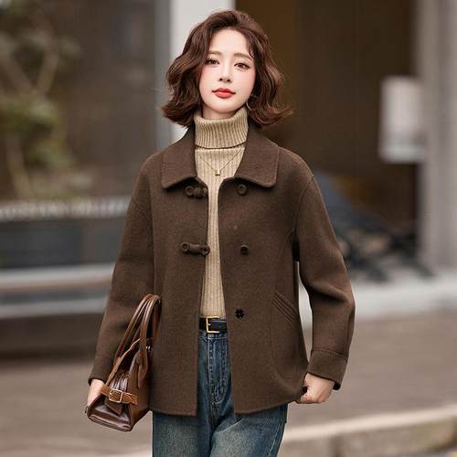 双面毛呢外套女202款4年羊冬季YX86310-新款短宽松厚款呢子外搭YX