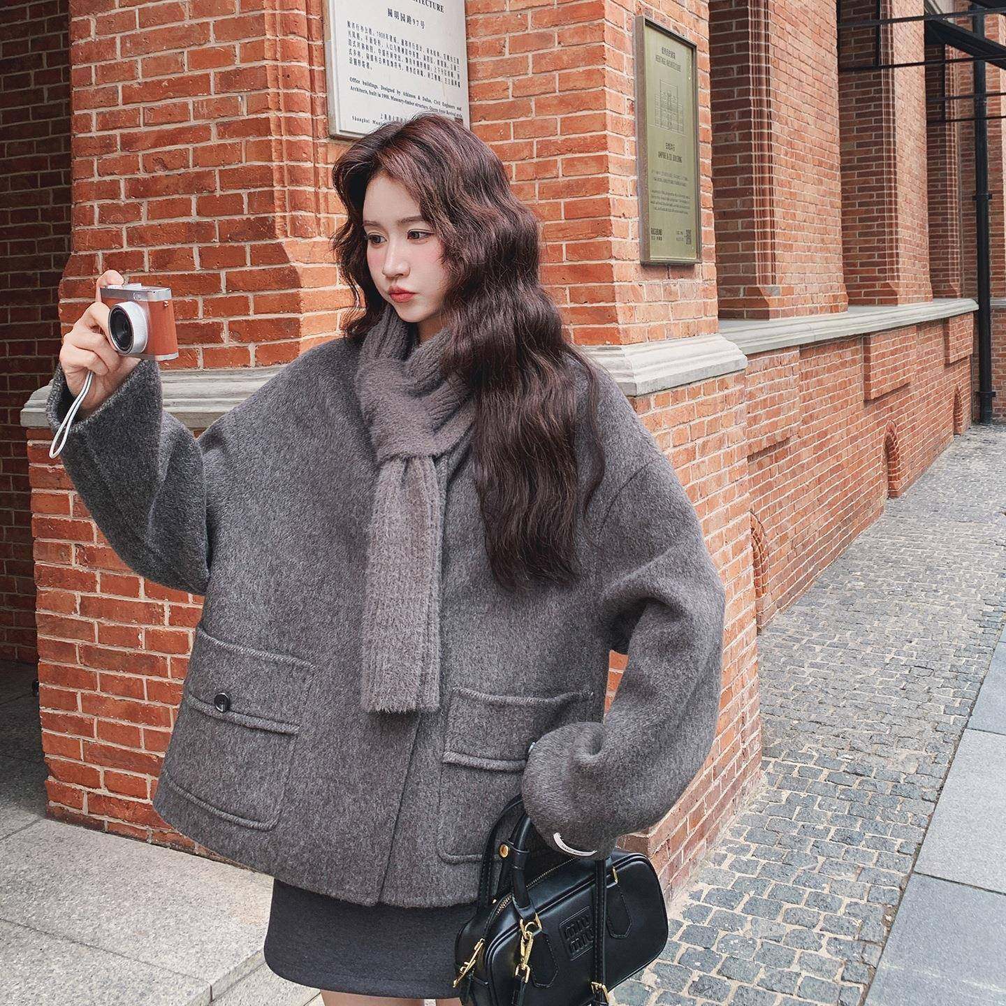 小个子款短双面羊毛呢外套2250冬季新款超好女C077-304看韩系气质