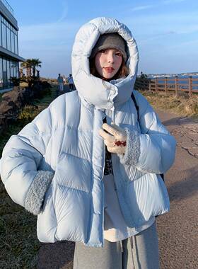 2025季新款袖拼羊毛泡芙冬C375-252羽绒羔外口套90绒