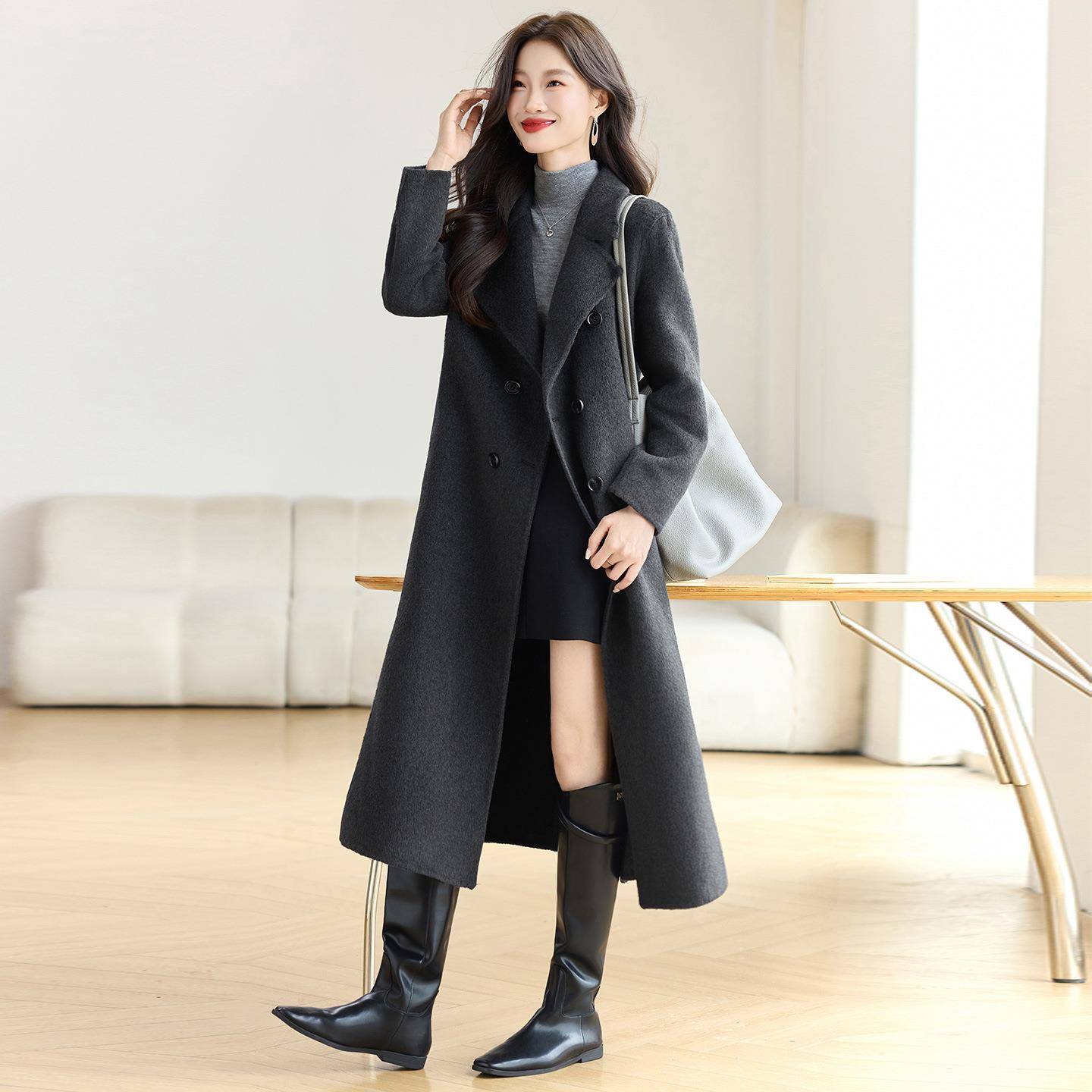 双款面羊绒大衣2025秋冬新款中长膝ZYING303宽松高端过气质女简约