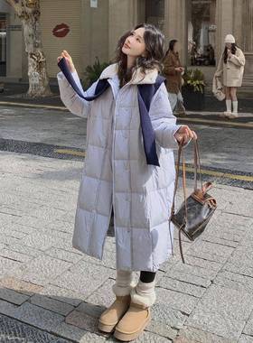 淡紫色慵懒风披肩装饰翻领毛羽绒服女冬季202C119-162新款长保暖