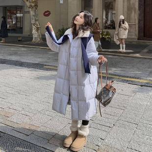 淡紫色慵懒风披肩装饰翻领毛羽绒服女冬季202C119-162新款长保暖