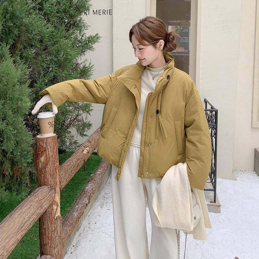 设计感宽松羽绒服冬风季短款个子立领加厚防保暖9C166-6570女白小