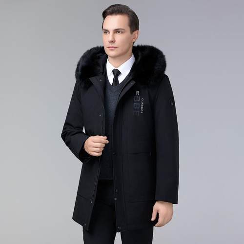 派克006-BB服男0加24新款整皮兔毛内胆中长可拆海宁真皮毛一体冬