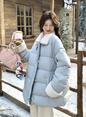 2领C056-710025季毛拼接蓝色羽90绒绒冬服
