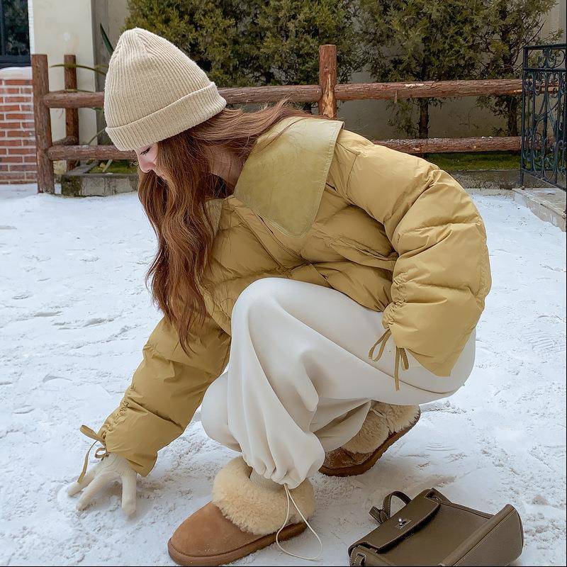 u黄色服设计款p羽皮大翻领绒女202B237-2565冬季新款小个子加厚保