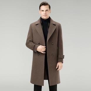 绒白鹅内胆5883 2025冬装 绒毛呢西风衣男士 双面羊装 C高档大外 长款