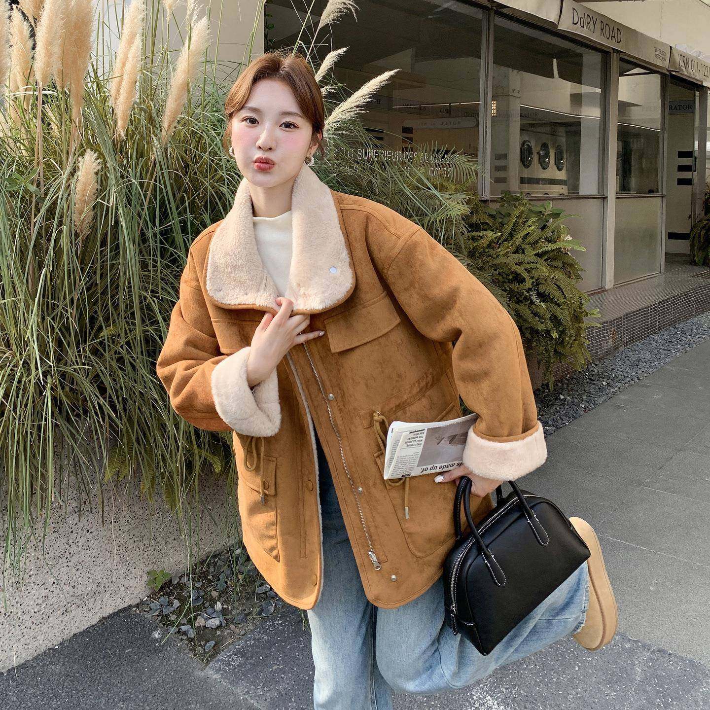 今年流行款美拉德中羔长款羊毛外套女冬季2025年新毛C090-894保暖