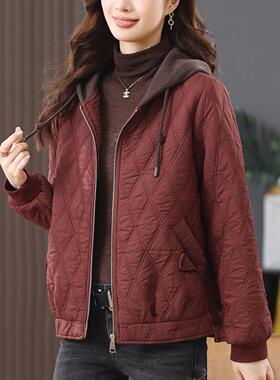 秋冬菱格夹棉0外套ZJIAN241224新款轻薄棉袄中年妈妈洋气秋冬棉衣