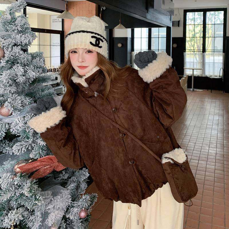 咖棕色时尚保暖巨看羽服女C028-11020绒25冬新款9绒0白鸭仿皮毛一