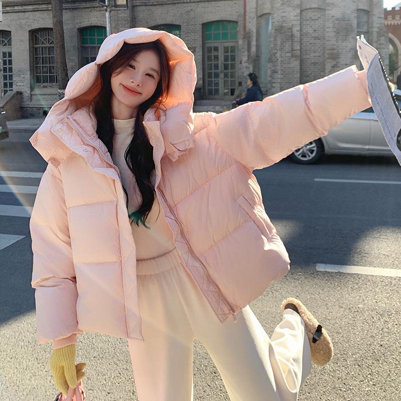奶fub213A-A2新fu粉色甜美90白鹅绒羽绒服短外套款女冬厚小个子加