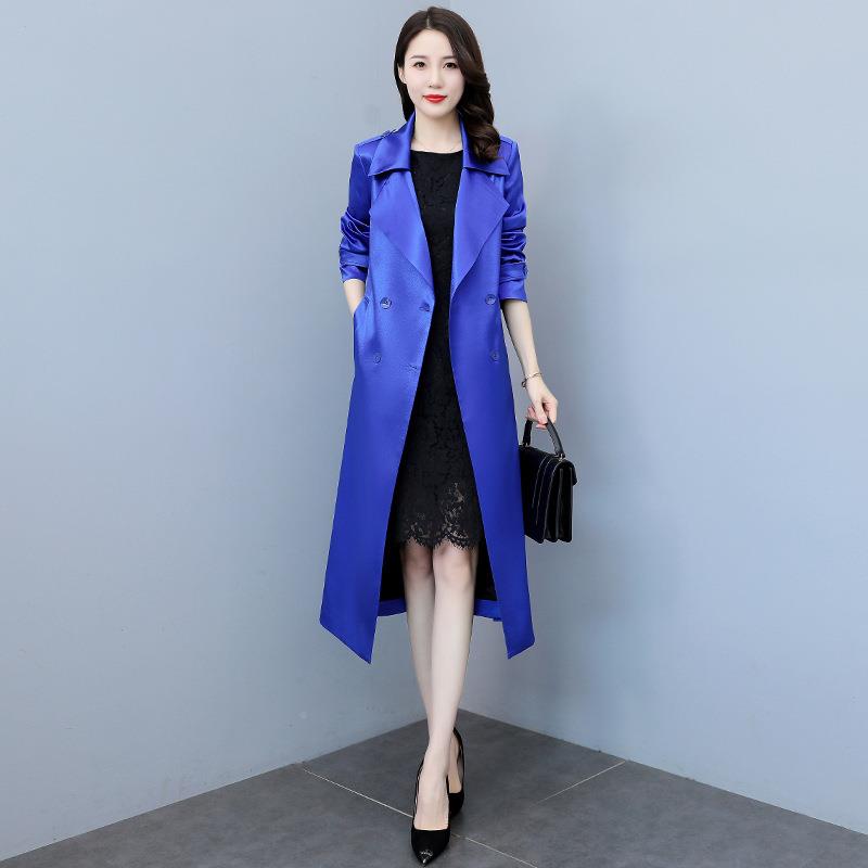 红色风衣女长款02中5今年流行春修秋新款ZHANG280垂设计感身早2春