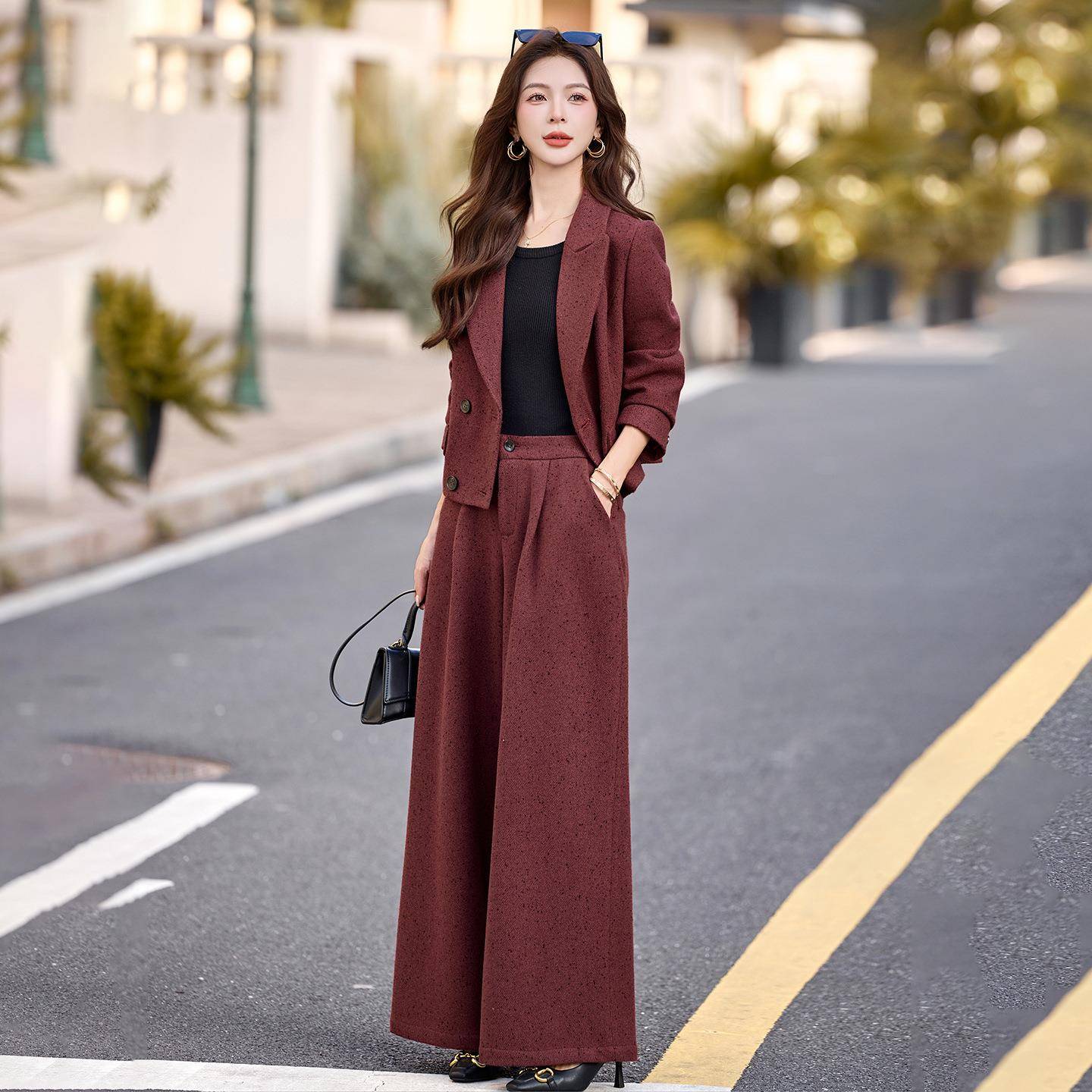 休闲装西套装ZGUI2550女2025年春秋高级设计感众时尚洋气阔腿裤感