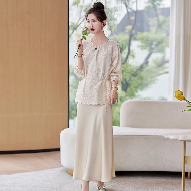 早0秋ZHAN2822连衣裙女224年新款秋装长袖显质瘦中国风气长裙春秋