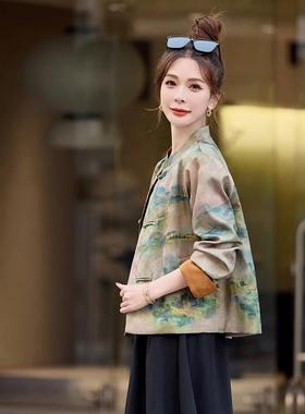 新中式女装风外套女022ZNAN61835国新款春秋高级感小子短款盘扣唐