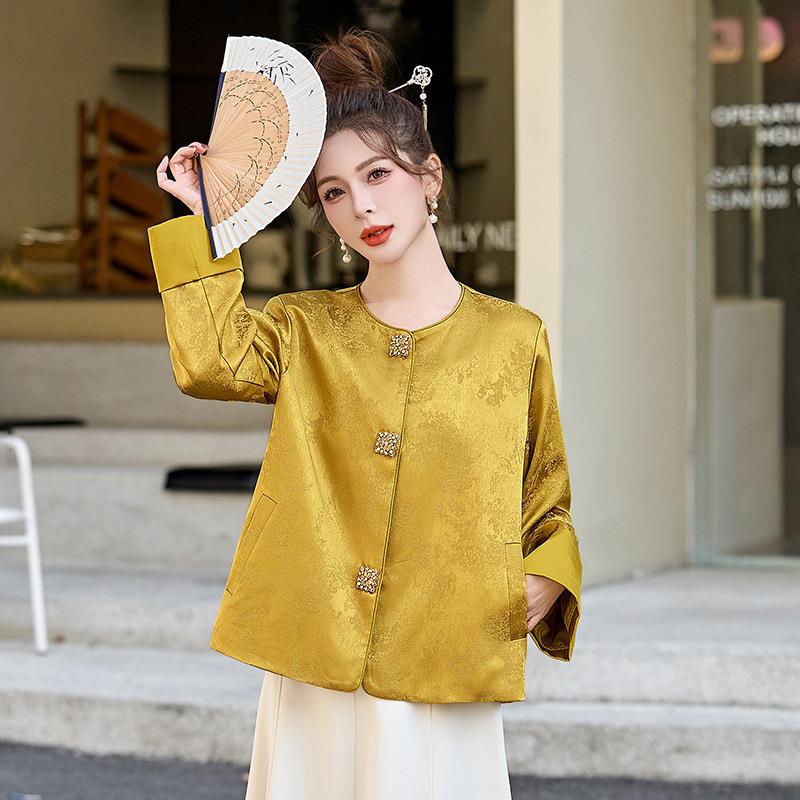 新品女装2025春秋新新中式小个提款花盘扣国风外套上AH66605-H衣