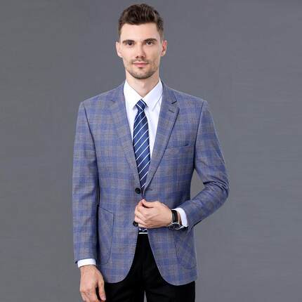春秋中年男士外套便西装休闲西服服爸爸便老中年男羊上毛2029单西