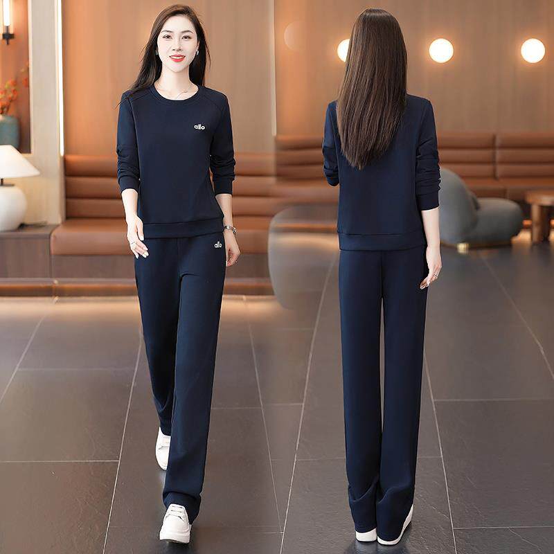 春秋季成人运动服吸女L式POO领休闲件套长袖棉感两96958653湿速干