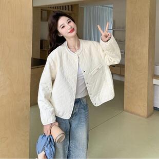 季新款短款菱格上衣女圆领时外XZ2623尚百小搭春显瘦个子套
