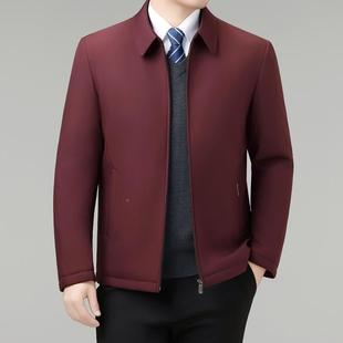 轻薄翻领棉休0闲衣商务口袋带拉链爸爸装 J男士 中年暖2505 225冬季