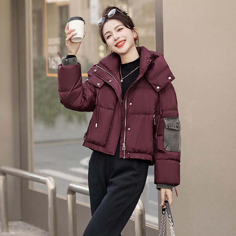 款小子面WN6065-1包羽绒服女冬季韩版牛仔拼接加厚个白鸭绒外套W6